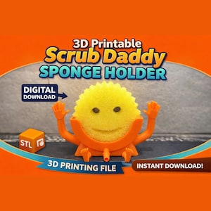 Scrub Daddy Holder STL | Funny Sponge Stand with Arms | Kitchen Sink Caddy Organizer | Cute 3D Print | STL/3MF Instant Digital Download Gift