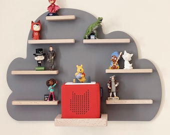 Smudge and Snail Cloud tonies shelf - Mole Grey - Magnetic & Wooden shelf compatible with Tonies Characters and Toniebox 1 and 2