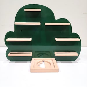 Smudge and Snail Cloud tonies shelf - Gloss Green - Magnetic & Wooden shelf compatible with Tonies Characters and Toniebox
