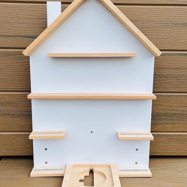 White Smudge and Snail House extra großes Tonies Regal - Magnet- & Holzregal kompatibel mit Tonies Characters und der Toniebox 1 und 2