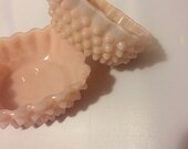 Rose Pastel Fenton Hobnail Berry Dish Vintage 1950s Fenton Square Bowl, Square Dessert Bowl, Pink Fenton Pink Hobnail Fenton, Pink Wedding