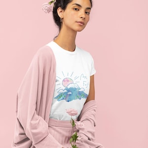 T-shirt Mt. Fuji Inspired, Graphic Tee Pop Culture Vibe, Loose Fit Tee Manga Style, Cotton Shirt Mt. Fuji Inspired