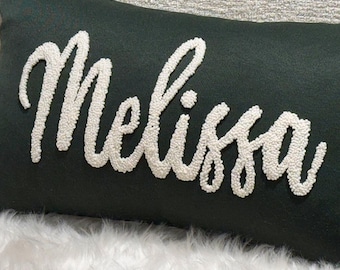 Personalized Name Punch Needle Pillow Cover: Custom Nursery Decor