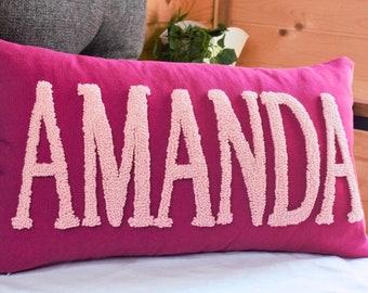 Embroidered Name Pillow: Custom Cotton Nursery Decor