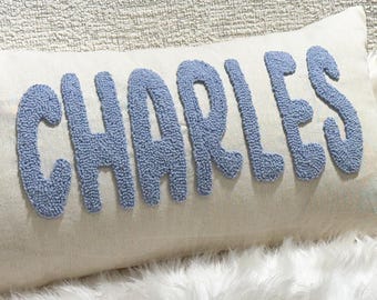 Personalized Embroidered Baby Name Punch Pillow Cover: Baby Shower Gift, Dorm Room Decor