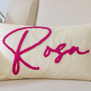 Personalized Punch Needle Pillow: Custom Name Monogram, Nursery Decor
