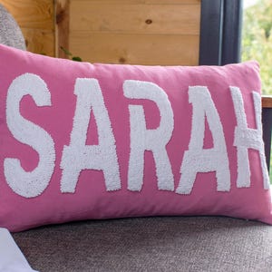 Custom Baby Name Punch Needle Pillow: Nursery Decor, 100% Cotton