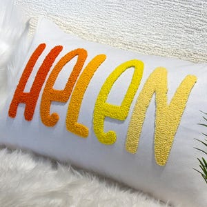 Custom Embroidered Punch Needle Pillow: 100% Cotton Personalized Name Pillow Cover