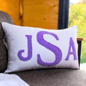 Custom Monogram Punch Needle Pillow: Kids Room Decor