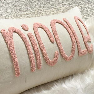 Personalized Embroidered Punch Needle Pillow, Dorm Decor, College Gift, Custom Name Pillow, Newborn Gift, Personalized Gift, New Mom Gift