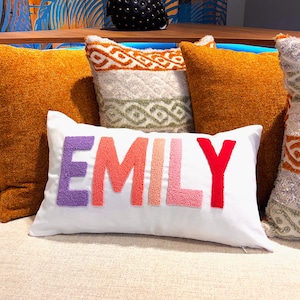 Personalized Baby Name Punch Needle Pillow, Custom New Baby Gift, Nursery Decor, Custom Name Pillow, Baby Shower Gift, Personalized Gift