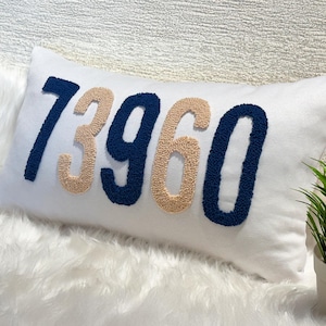 Zip Code Pillow: Punch Needle Personalized Home Decor