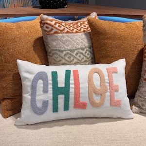 Personalized Punch Needle Name Pillow Cover, Baby Room Decor, Custom Name Pillow, Personalized Gift, Dorm Decor, Baby Shower Gift, Baby Gift