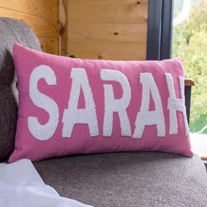 Custom Baby Girl Name Pillow, Punch Needle Pillow, Nursery Decor, Baby Room Decor, Gift For Kids, Toddler Birthday Gift, Custom Name Pillow