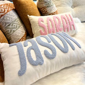 Personalized Punch Needle Name Pillow Cover, Custom Name Pillow, Nursery Decor, Dorm Decor, Personalized Gift, Custom Throw Pillow