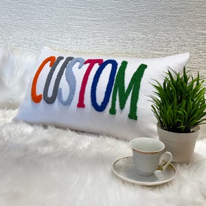 Personalized Punch Needle Pillow Cover, Dorm Decor, Personalized Gift, Kids Room Decor, Newborn Gift, Custom Name Pillow, Nursery Gift