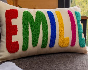 Personalized Baby Name Pillow Cover, Embroidered Nursery Decor
