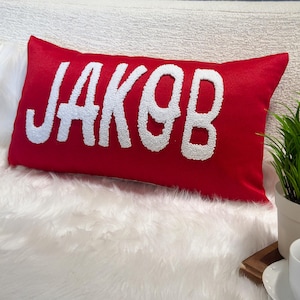 Personalized Baby Name Punch Needle Pillow Cover, Custom New Baby Gift, Baby Shower Gift, New Mom Gift, Custom Name Pillow, Kids Room Decor