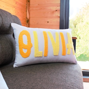 Personalized Name Punch Needle Pillow Cover: Custom Nursery Decor