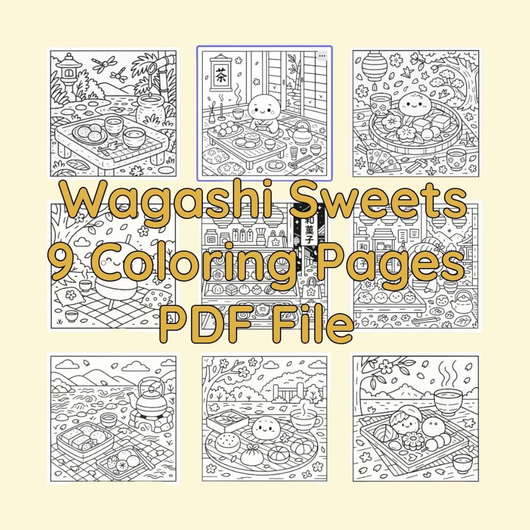 Washitsu Colouring In Kawaii Wagashi Coloring Book : Japanese Sweets PDF (digital Download ...
