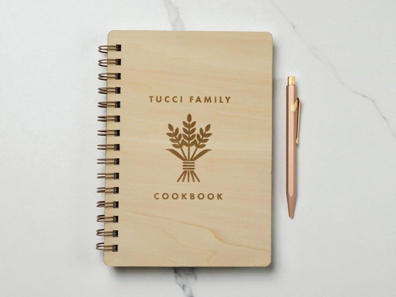 Personalized Birch Recipe Book | Engraved Wooden Family Cookbook ...