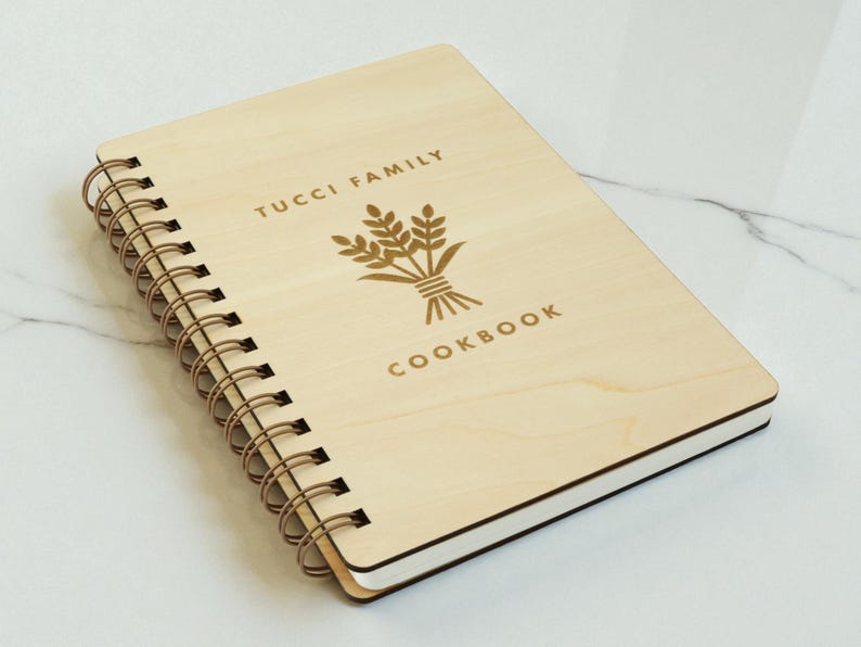 Personalized Birch Recipe Book | Engraved Wooden Family Cookbook ...
