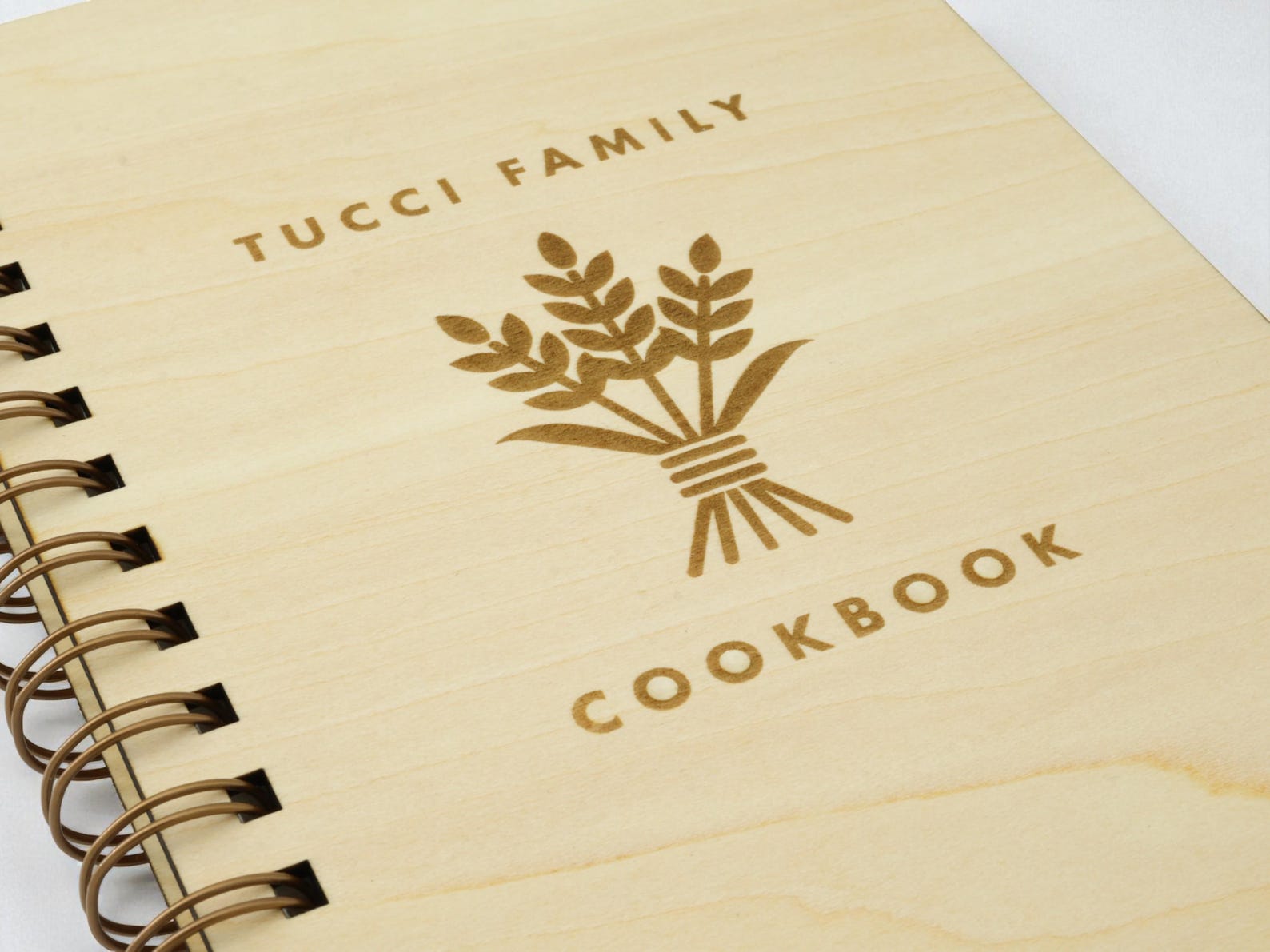 Personalized Birch Recipe Book | Engraved Wooden Family Cookbook ...
