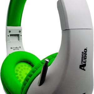 Auriculares con radio FM personal portátil con antena extraíble para una excelente recepción, para caminar, trotar, relajarse, ir a la escuela y para hablar por radio (blanco y verde lima)