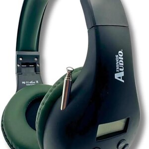 Auriculares con radio FM personal portátil con antena extraíble para una excelente recepción, para caminar, trotar, relajarse, ir a la escuela y hablar por radio (negro y verde militar)