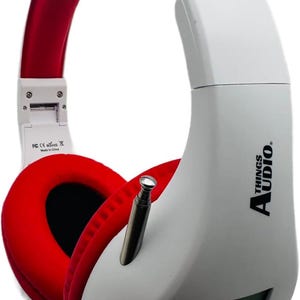 Auriculares con radio FM personal portátil con antena extraíble para una excelente recepción, para caminar, trotar, relajarse, ir a la escuela y hablar por radio (blanco y rojo)