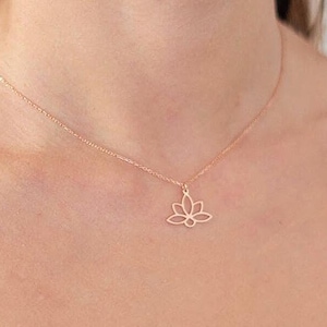Sterling Silver Lotus Necklace: Delicate Floral Pendant, Minimalist Gift