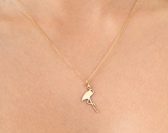 Sterling Silver Flamingo Necklace – Dainty Animal Pendant, Handmade