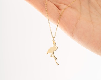 Sterling Silver Flamingo Pendant Necklace – Dainty Animal Jewelry