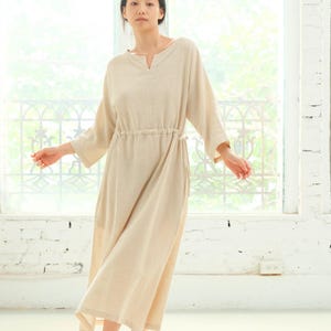 Hanf Taille Krawatte Maxi Kleid - Nachhaltiges Boho Sommerkleid für Frauen mit entspannter Passform