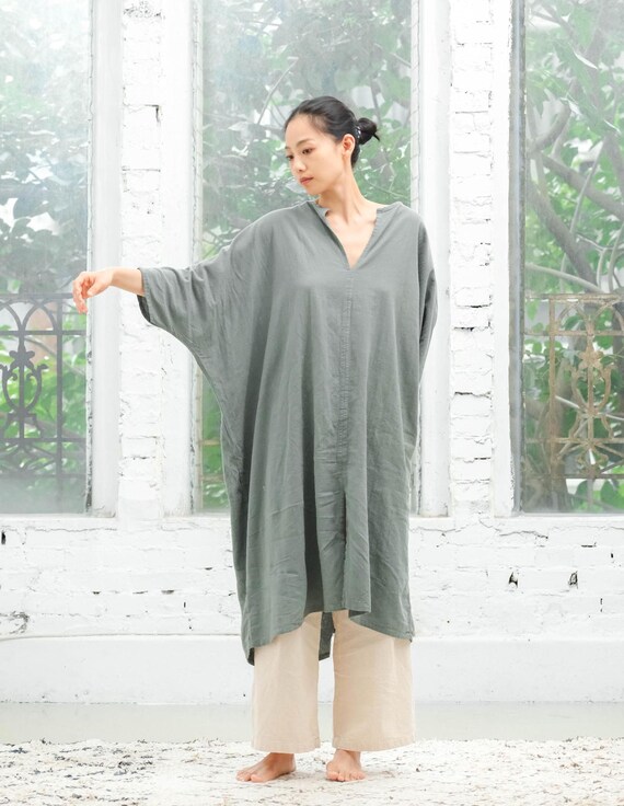 Grey Green Flowy Diamond Weave Slit Dress - Keyhole Neckline Boho Maxi Tunic - Etsy Grey Green Flowy Diamond Weave Slit Dress - Keyhole Neckline Boho Maxi Tunic - Etsy