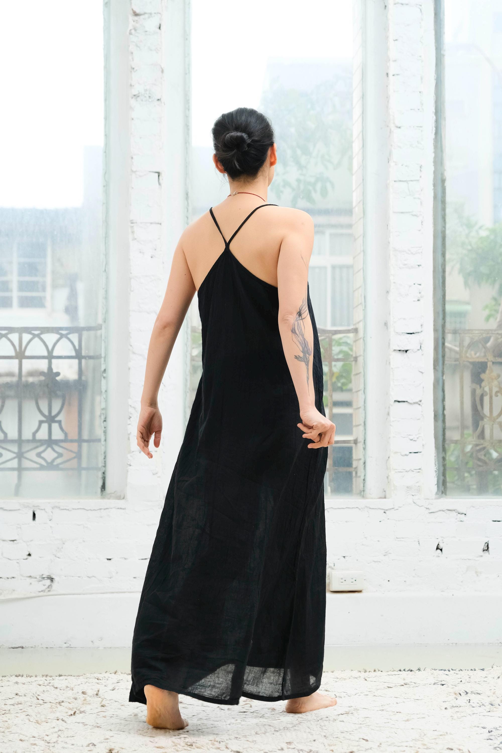 satin effect corset dress St. Phoenix Pre-order / Black / S formal events Sizing Tribal Waves Linen Dress EDEN With COLOR:Fuschia
