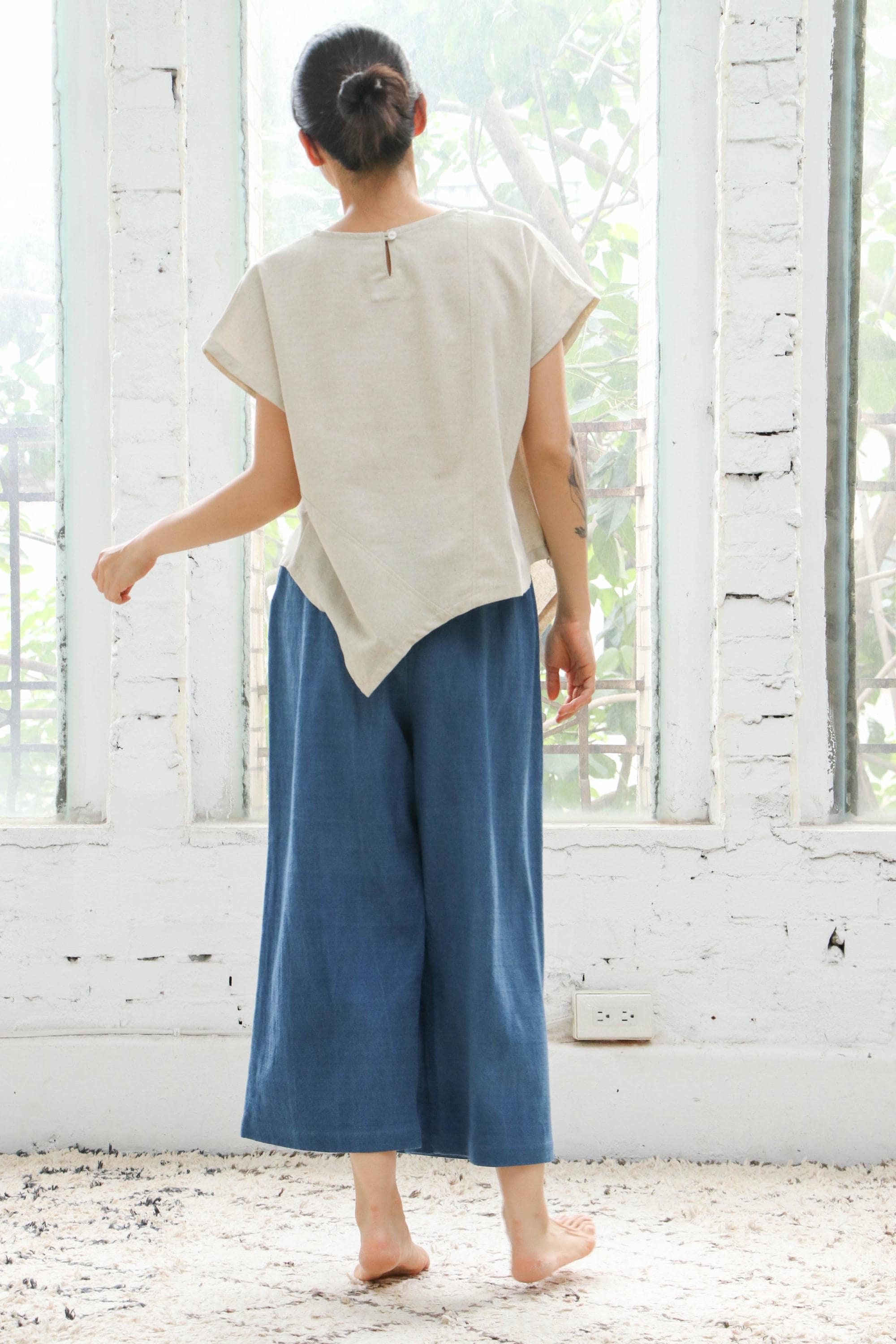 T’boli Garterized wrap pants blue