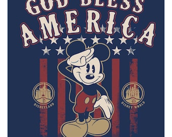 Vintage Disney Mickey Mouse "God Bless America" Patriotic Decal