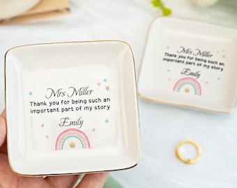 Custom Jewelry Dish Teacher Gift,Rainbow Trinket Tray Gift,Gifts for Teacher,Teacher Appreciation Gift,End of School,Thank You Teacher Gift