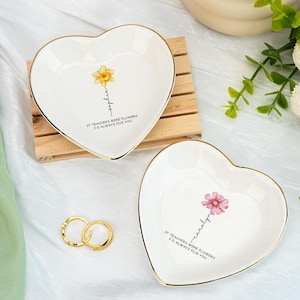 Personalized Teacher Ring Trinket Dish,Floral Trinket Dish,Teacher Gift Holiday End of Year,Back to School,Teacher Appreciation Gift for Her
