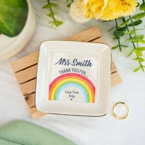 Personalized Teacher Gifts for Women, Teacher Appreciation Gifts,Teacher Trinket Dish,Rainbow Trinket Tray Gift for Her,End of Year Gift