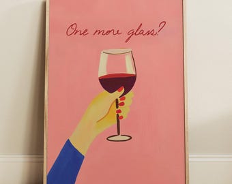 Impressão de vinho rosa: arte de parede de cozinha moderna