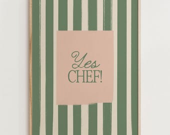 Yes Chef Kitchen Art: Trendy Typography Print