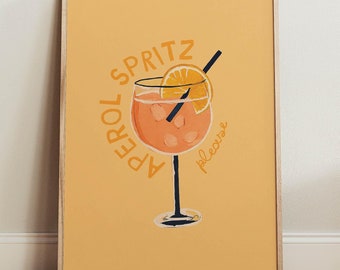Aperol Spritz Print Poster Trendy Cocktail Print for Kitchen