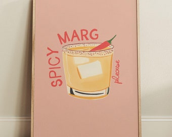 Spicy Margarita Cocktail Print: Trendy Kitchen Wall Art