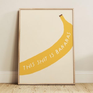 Banana Fun Food Kitchen Print, Funny Banana Print, Kitchen Art Print, Kitchen Wall Art, Kitchen Print, Dining Room Print