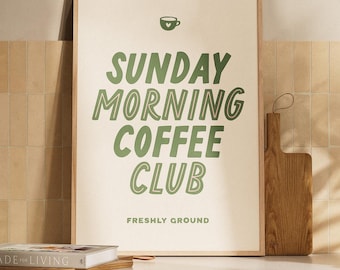 Sunday Morning Coffee Club Art Print: Kitchen Wall Decor