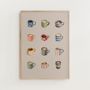 Coffee Print for Kitchen Coffee Mugs Wall Art