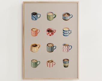 Coffee Print for Kitchen Coffee Mugs Wall Art