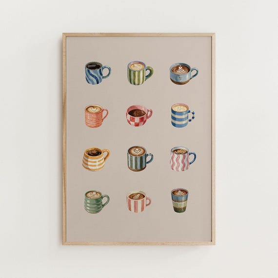Coffee Print for Kitchen Coffee Mugs Wall Art